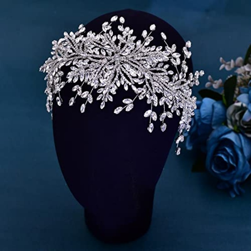 GAODESI 웨딩 헤드피스 여성용 라인스톤 웨딩 헤어밴드 신부용 웨딩 헤어 액세서리