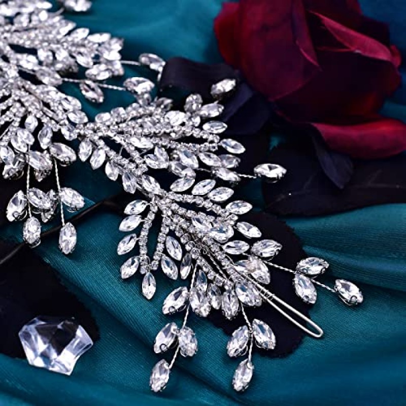 GAODESI 웨딩 헤드피스 여성용 라인스톤 웨딩 헤어밴드 신부용 웨딩 헤어 액세서리