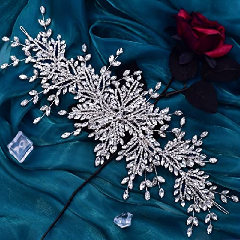 GAODESI 웨딩 헤드피스 여성용 라인스톤 웨딩 헤어밴드 신부용 웨딩 헤어 액세서리