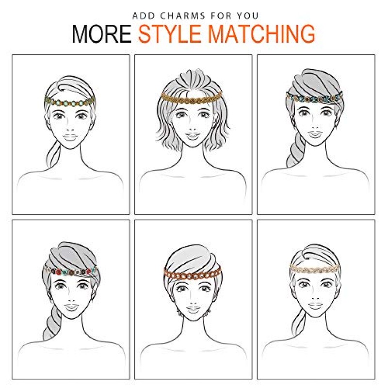 Teenitor 6pcs 라인 석 페르시 머리띠, 레이디 여성을위한 탄성 보석 헤어 밴드 소녀 헤어 액세서리 20-26.8 '다색