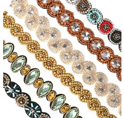 Teenitor 6pcs 라인 석 페르시 머리띠, 레이디 여성을위한 탄성 보석 헤어 밴드 소녀 헤어 액세서리 20-26.8 '다색