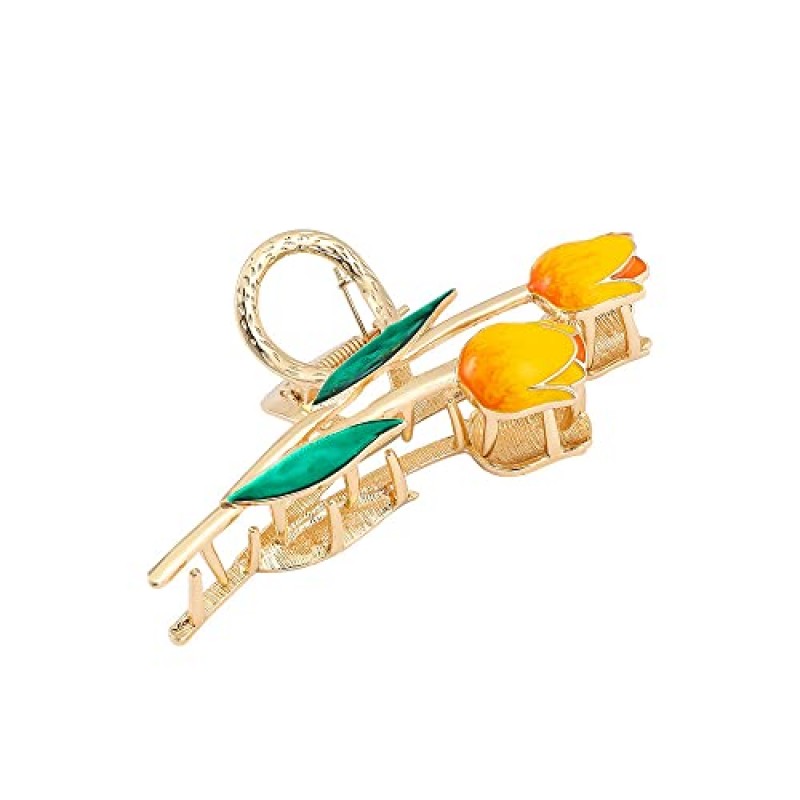 6 Pcs 대형 금속 꽃 발톱 클립, 튤립 딸기 나비 머리 발톱 클립 강력한 홀드 금속 클립 머리 턱 클립 큰 머리 클램프 여성을위한 패션 헤어 액세서리