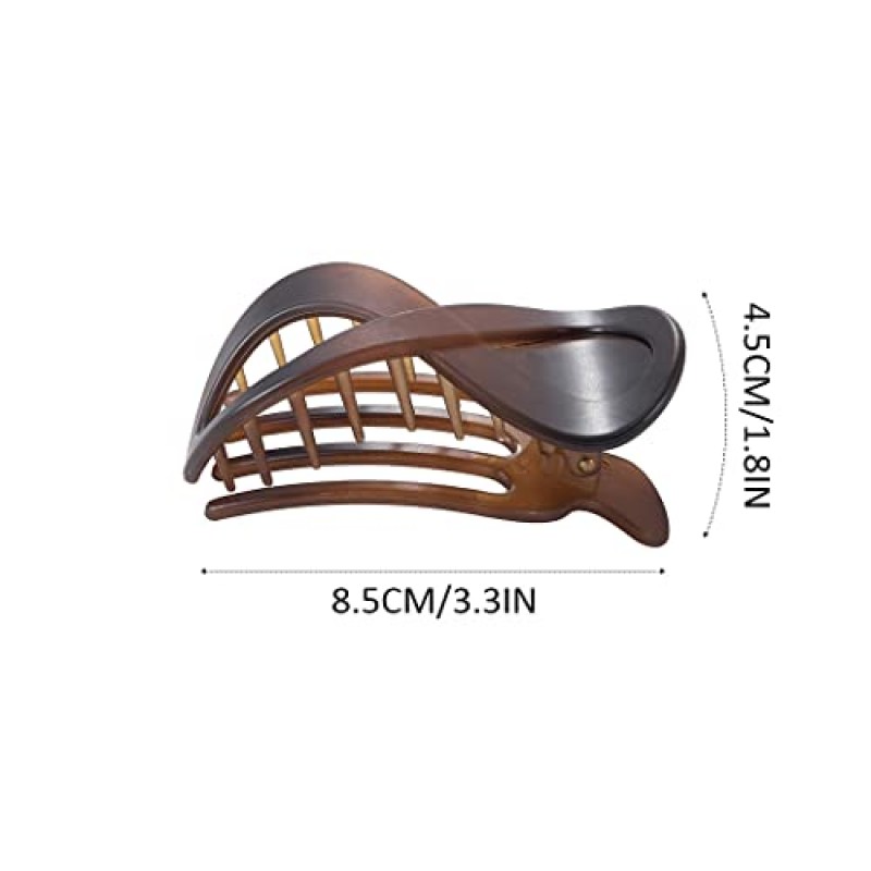 Brinie French Concord 헤어 클립 아크릴 헤어 클로 클립 두꺼운 헤어 플랫 헤어 클립 그립 헤어 바나나 헤어핀 스타일링 헤어 액세서리(2개 팩)