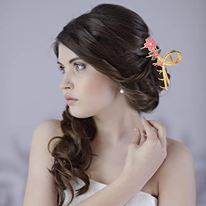 6pcs 꽃 금속 머리 클로 클립, 큰 귀여운 꽃 클로 클립 헤어 액세서리 여자 여자를위한 패션 꽃 헤어 클립 긴 머리 곱슬 머리 두꺼운 머리