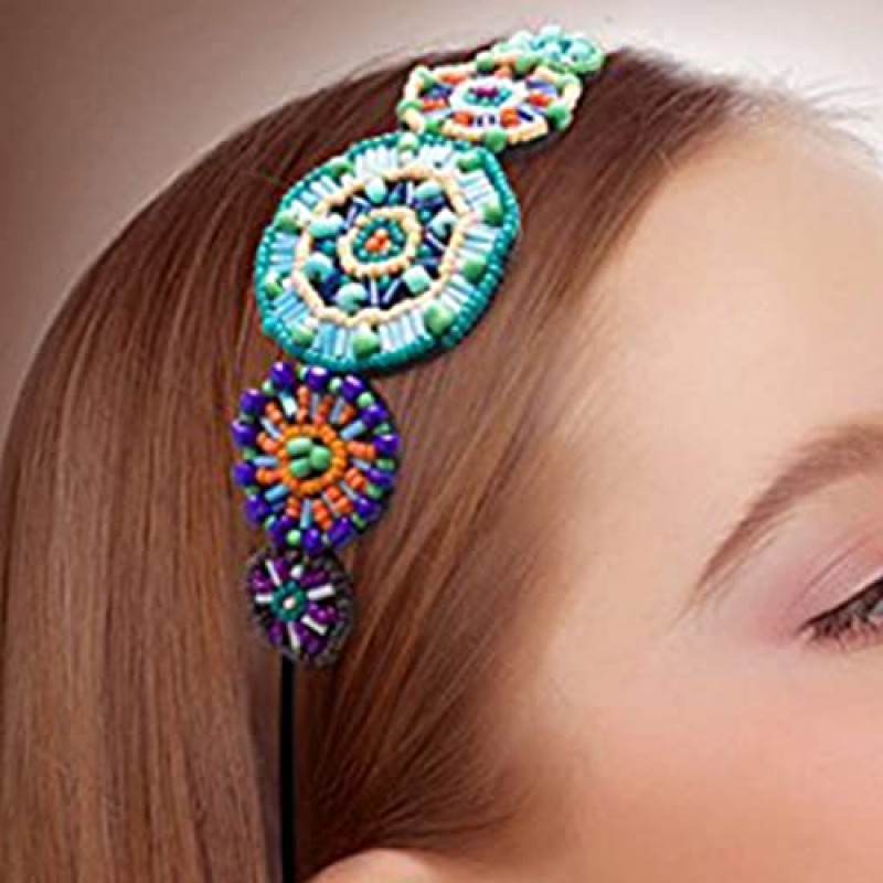 LALAFINA 라인스톤 헤어 액세서리 3pcs 탄성 라인스톤 머리띠 빈티지 비즈 라인스톤 머리띠 파란색 신축성 있는 머리띠 여성용 헤어 액세서리 여자 신부 스타일 1 여성용 머리띠