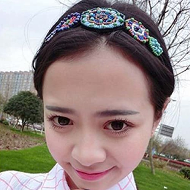 LALAFINA 라인스톤 헤어 액세서리 3pcs 탄성 라인스톤 머리띠 빈티지 비즈 라인스톤 머리띠 파란색 신축성 있는 머리띠 여성용 헤어 액세서리 여자 신부 스타일 1 여성용 머리띠