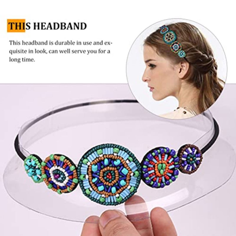 LALAFINA 라인스톤 헤어 액세서리 3pcs 탄성 라인스톤 머리띠 빈티지 비즈 라인스톤 머리띠 파란색 신축성 있는 머리띠 여성용 헤어 액세서리 여자 신부 스타일 1 여성용 머리띠