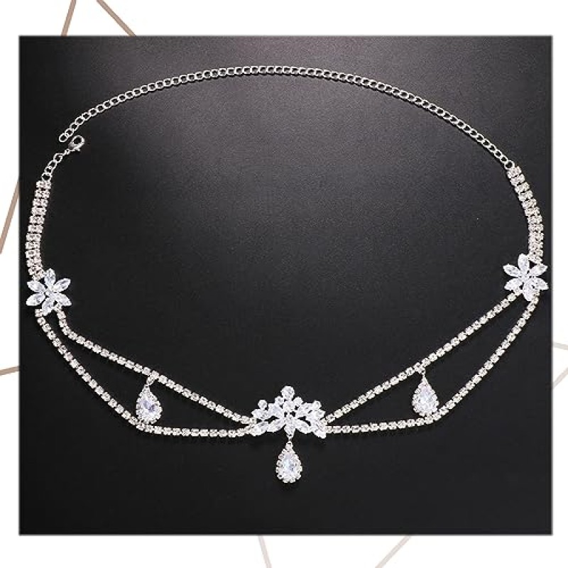 NAISKA 골드 헤드 체인 Boho 계층화 된 청록색 머리 장식 술 머리 보석 축제 여성과 소녀를위한 파티 파티