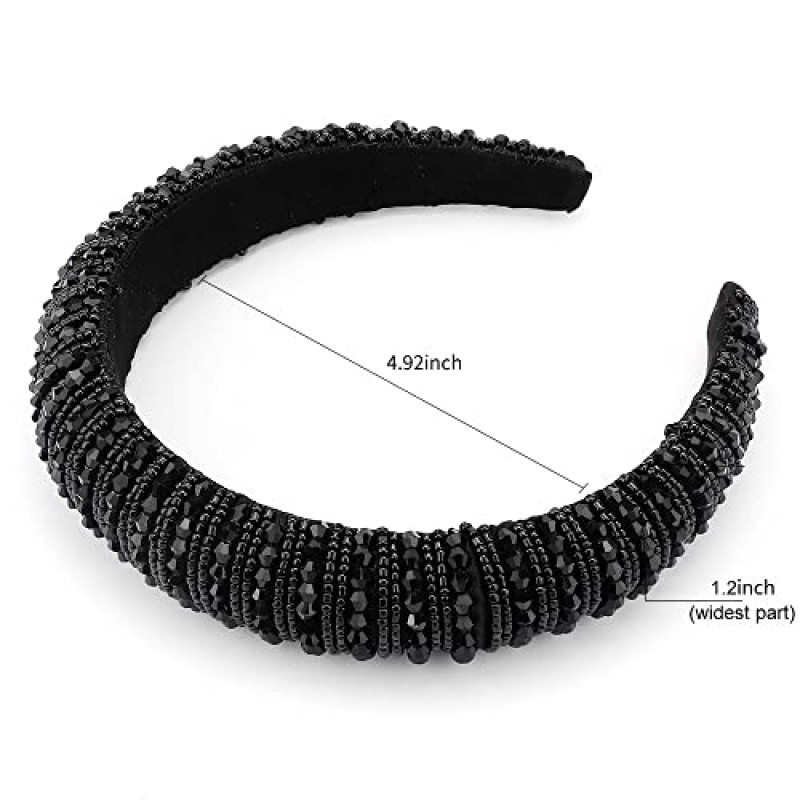 FASOTY 라인 석 머리띠 여성용 패션 블랙 크리스탈 다이아몬드 블링 머리띠 머리 고리 패딩 머리띠 파란색 보석 헤어 밴드 스파클 헤어 액세서리 여성용 소녀 선물