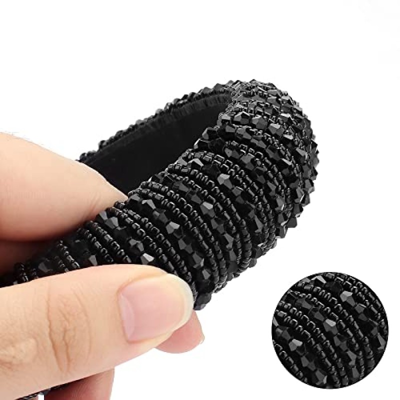 FASOTY 라인 석 머리띠 여성용 패션 블랙 크리스탈 다이아몬드 블링 머리띠 머리 고리 패딩 머리띠 파란색 보석 헤어 밴드 스파클 헤어 액세서리 여성용 소녀 선물