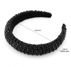 FASOTY 라인 석 머리띠 여성용 패션 블랙 크리스탈 다이아몬드 블링 머리띠 머리 고리 패딩 머리띠 파란색 보석 헤어 밴드 스파클 헤어 액세서리 여성용 소녀 선물