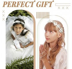 Retrowavy 2 Pcs 꽃 소녀 헤드 피스 라인 석 크리스탈 웨딩 머리띠 여자를위한 신부 꽃 머리띠 아기 머리 (실버)