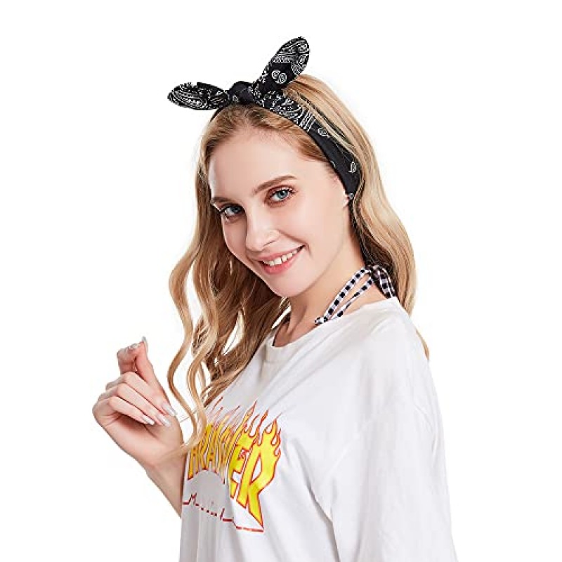 여성용 EYSL 트위스트 머리띠 소녀 토끼 귀 미국 국기 5 팩 Boho Turban Headwraps 탄성 패션 꽃 프린트 헤어 액세서리 귀여운 헤어 밴드 (5pcs), 멀티 컬러C-5