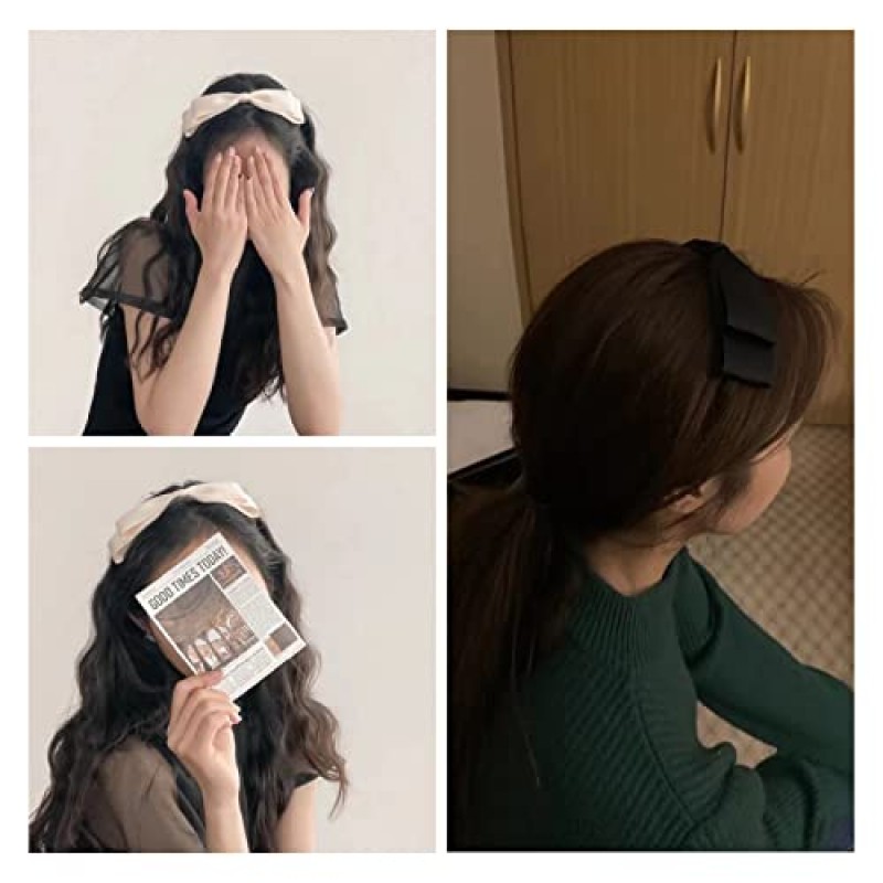 여자를위한 3PCS 머리띠 여자를위한 수제 새틴 활 Hairbands 액세서리 파티 장식 모자를 쓰고 있죠
