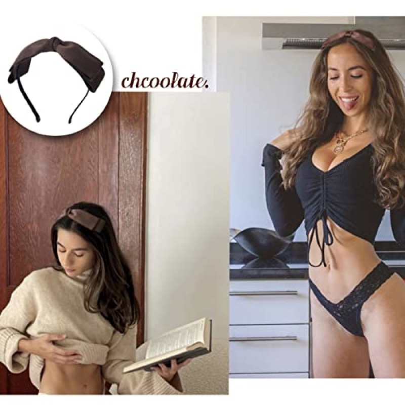 여자를위한 3PCS 머리띠 여자를위한 수제 새틴 활 Hairbands 액세서리 파티 장식 모자를 쓰고 있죠