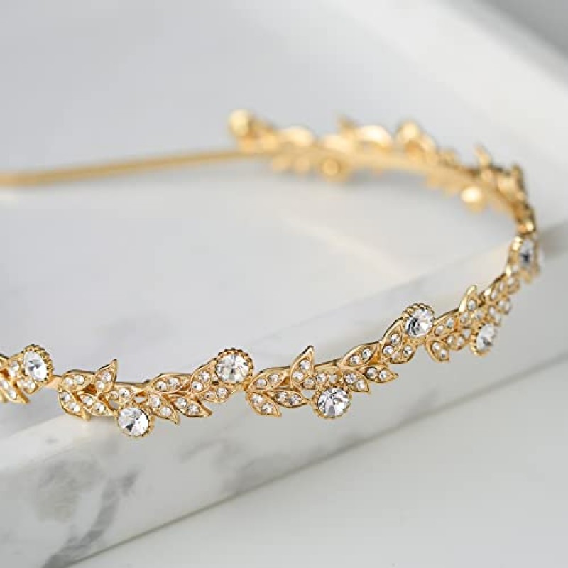 SWEETV 신부 머리띠 크리스탈 티아라 여성용 진주 웨딩 헤드 피스 결혼식/댄스 파티/생일 파티를위한 신부 헤어 액세서리