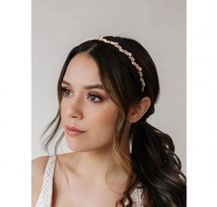 SWEETV 신부 머리띠 크리스탈 티아라 여성용 진주 웨딩 헤드 피스 결혼식/댄스 파티/생일 파티를위한 신부 헤어 액세서리