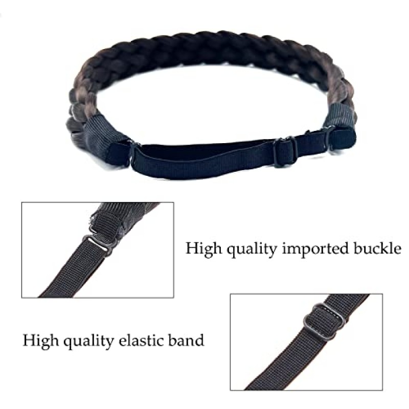 TOECWEGR 5 가닥 합성 머리 땋은 머리띠 헤어피스 클래식 Chunky Wide Plaited Braids Elastic멀티 컬러 머리띠 여성용 뷰티 헤어 액세서리