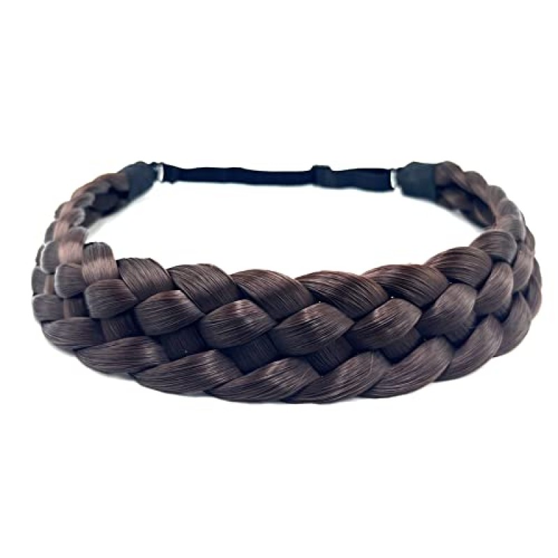 TOECWEGR 5 가닥 합성 머리 땋은 머리띠 헤어피스 클래식 Chunky Wide Plaited Braids Elastic멀티 컬러 머리띠 여성용 뷰티 헤어 액세서리