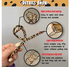 YUESUO 4.5 인치 대형 금속 머리 발톱 클립 6Pcs 여성용 큰 미끄럼 방지 두꺼운 골드 나비 패션 액세서리 여성 (골든 & 레오파드) 럭셔리 + 세련된 표범 인쇄