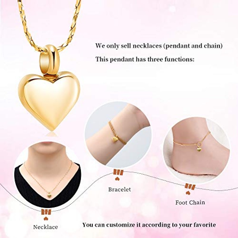 Imrsanl 유골을위한 작은 심장 화장 Urn 목걸이 스테인레스 스틸 기념 애쉬 펜던트 Keepsake Jewelry