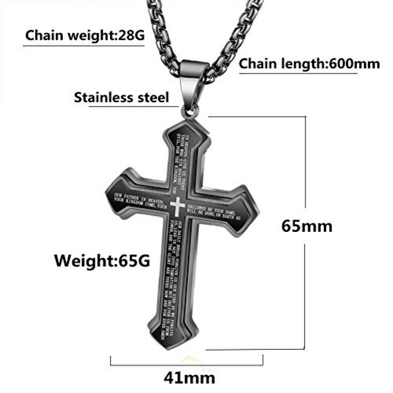 OLEVS 망 크로스 펜던트 목걸이 남성 여성을위한 대형 스테인레스 스틸 크로스 펜던트 목걸이