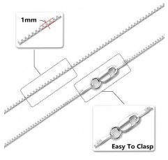 ASHINE 925 스털링 실버 1mm & 0.8 이탈리아 박스 체인 목걸이 16