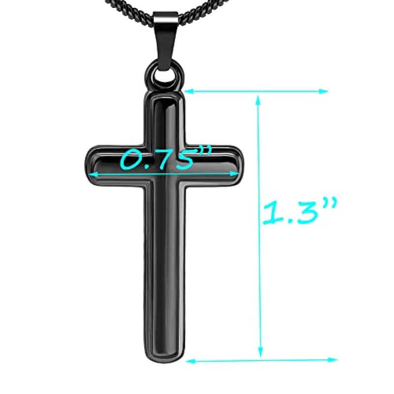남자를위한 JoycuFF 크로스 목걸이 실버 블랙 스테인레스 스틸 크로스 펜던트 목걸이 남자를위한 기독교 종교 보석 세례 확인 아빠 아들