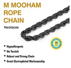 M MOOHAM 2.5MM 3MM 4MM 5MM 블랙 실버 골드 도금 스테인레스 스틸 트위스트 로프 체인 목걸이 남성 여성을위한 16 - 36 인치