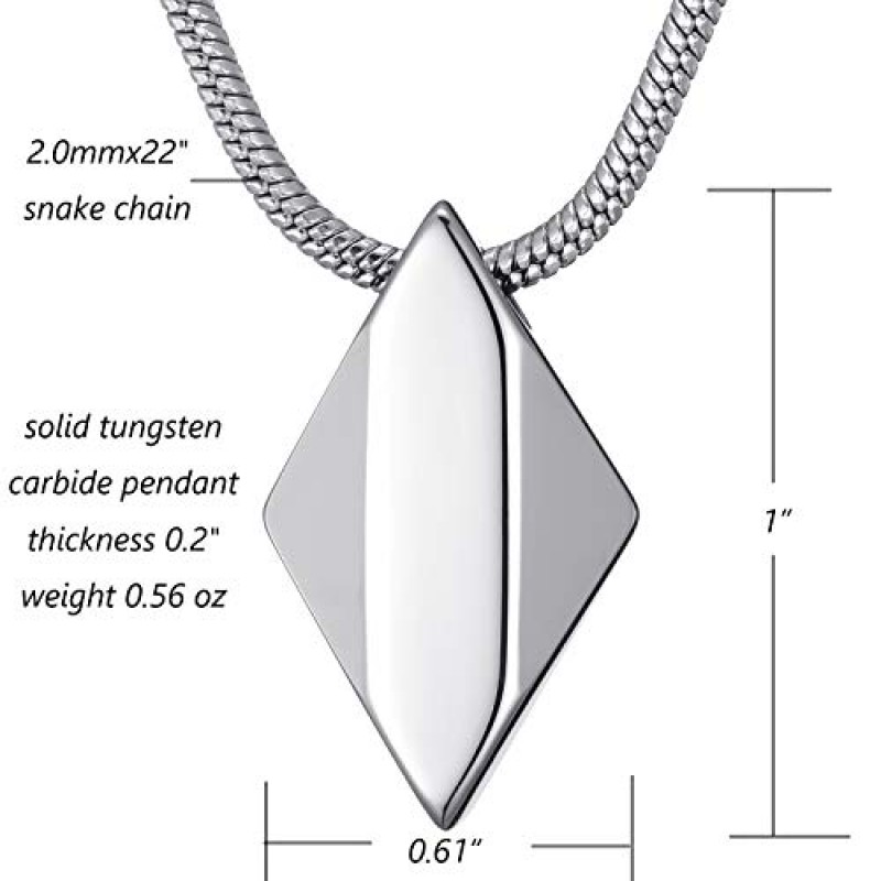 MOO&LEE 남자 텅스텐 카바이드 펜던트 목걸이 기하학적 텅스텐 펜던트 22 인치 스테인레스 스틸 스네이크 체인