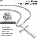 남자를위한 Romass 2 Pcs 크로스 목걸이, 소년을위한 스테인레스 스틸 펜던트 실버 블랙 십자가 체인 보석 선물 상자 16-30 인치