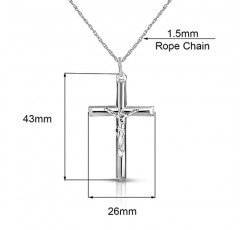 Savlano 925 스털링 실버 십자가 예수 그리스도 크로스 펜던트 실버 로프 목걸이 체인 여성 및 남성용 - 이탈리아산