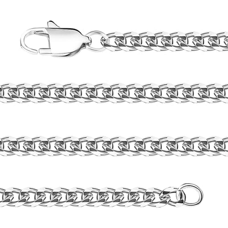 남성용 실버 체인, 3.5mm 커브 쿠바 링크 체인, 여성용 솔리드 다이아몬드 컷 스테인레스 스틸 목걸이, 이탈리아 쥬얼리 16-28 인치 사용 가능