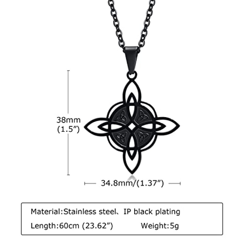 VNOX Wiccan 마녀의 매듭 목걸이-남성용 아일랜드 켈트 매듭 펜던트 목걸이 행운을 빌어 요 Wiccan 기호 부적 부적 쥬얼리