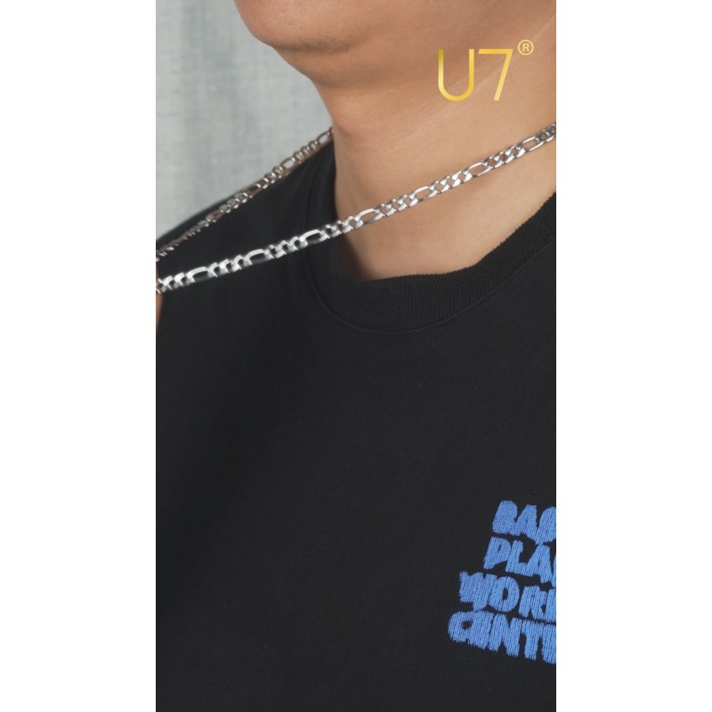 U7 피가로 체인, 트위스트 로프 체인, 남성용 스테인레스 스틸 목걸이, 3mm,5mm,6mm,9mm 18K 골드 도금 체인 목걸이 남성용 & 여성용 16