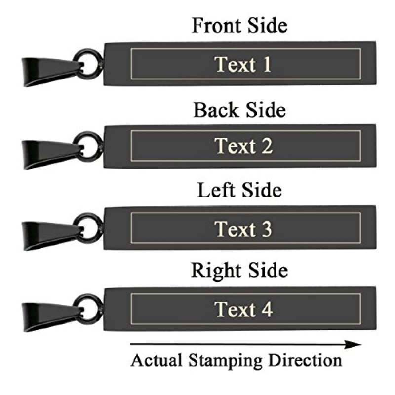 PiercingJ 4 측면 조각 맞춤형 사용자 정의 메시지 이름 막대 목걸이 남성 여성을위한 스테인레스 스틸 펜던트 체인 발렌타인 데이 선물 상자