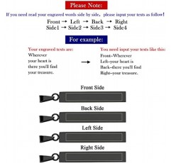 PiercingJ 4 측면 조각 맞춤형 사용자 정의 메시지 이름 막대 목걸이 남성 여성을위한 스테인레스 스틸 펜던트 체인 발렌타인 데이 선물 상자
