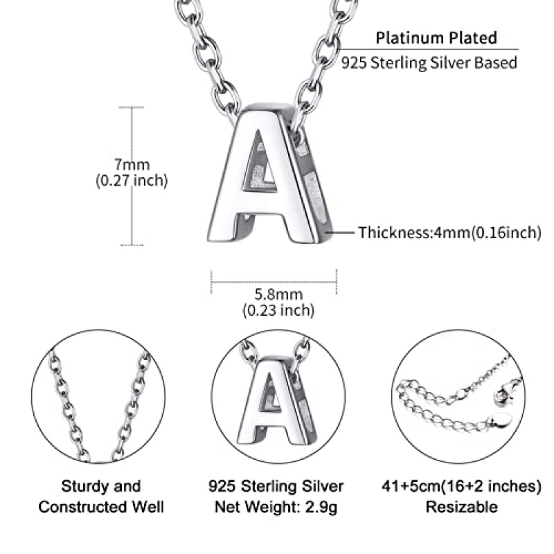 ChainsHouse 초기 목걸이 925 스털링 실버 A-Z 문자 펜던트, 여성용 맞춤형 고상한 작은 26 글자 알파벳 목걸이, 선물 상자 포함