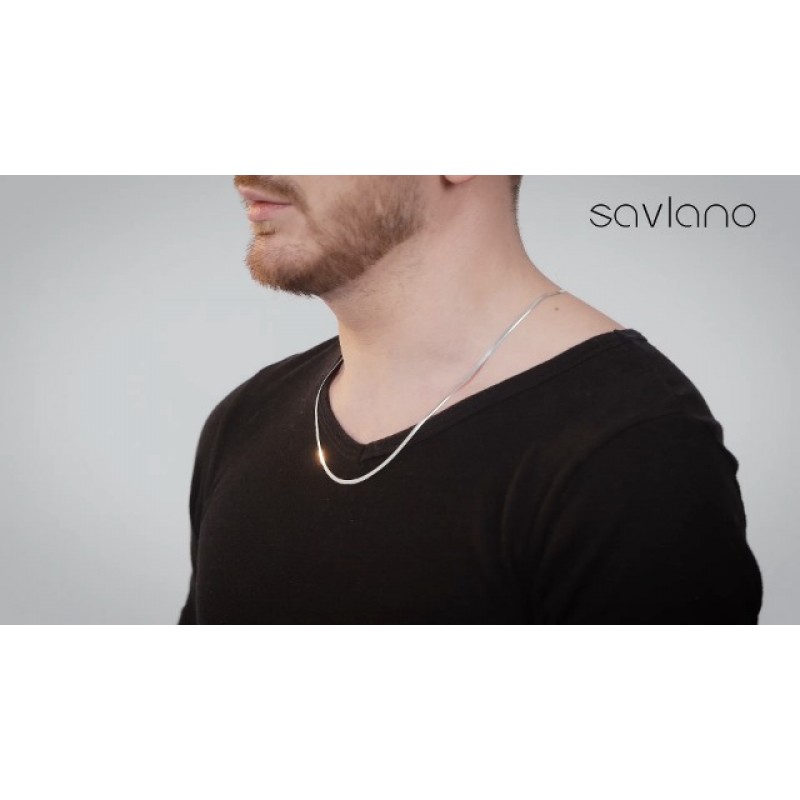 Savlano 925 스털링 실버 2.5mm 헤링본 플랫 스네이크 매직 체인 목걸이(여성 및 남성용 선물 상자 포함) - 이탈리아산