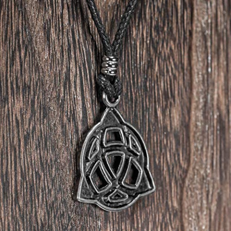 조절 가능한 블랙 코드 목걸이에 BlueRica Celtic Trinity Knot Triquetra 펜던트