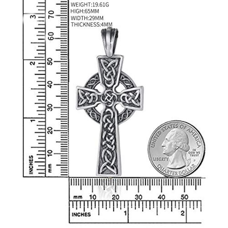 EVBEA 남성용 셀틱 크로스 목걸이 바이킹 아일랜드어 매듭 세레 니티기도 펜던트 십자가 스테인레스 스틸 커브 체인이있는 남성용 쥬얼리