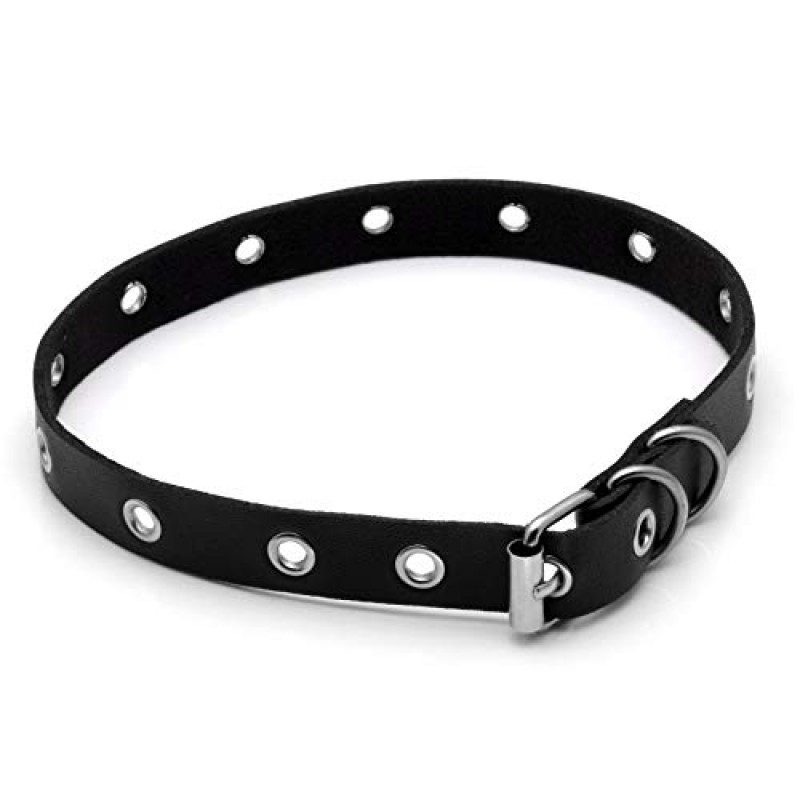 MILAKOO Pu 가죽 목걸이 Gromment Eyelet Choker 여성용 남성용 펑크 칼라 Goth Emo 액세서리