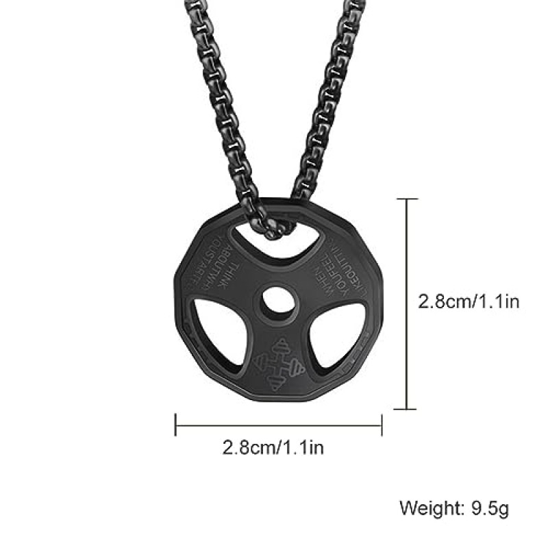 AILUOR 남자 여자 덤벨 펜던트 목걸이 스테인레스 스틸 커플 바벨 펜던트 피트니스 체육관 스포츠 덤벨 무게 기중 장치 바벨 체인 쥬얼리