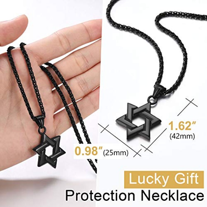 ChainsPro Magen David 스타 펜던트 체인 포함-55+5CM 조절 가능, 316L 스테인레스 스틸/골드 도금(선물 상자 보내기)