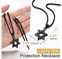 ChainsPro Magen David 스타 펜던트 체인 포함-55+5CM 조절 가능, 316L 스테인레스 스틸/골드 도금(선물 상자 보내기)