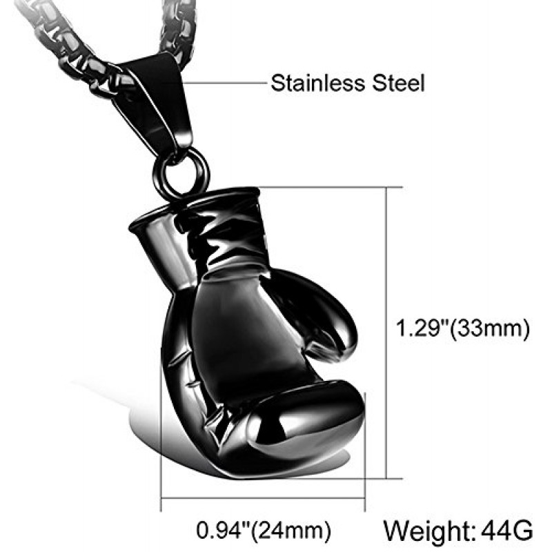 Hamoery 남성 여성 펑크 스테인레스 스틸 권투 글러브 체인 펜던트 목걸이
