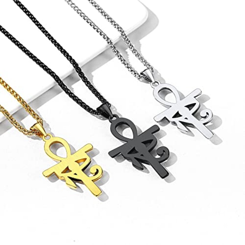 Bestyle 빈티지 눈 Horus Ankh 크로스 펜던트 목걸이 여성 남성, 솔리드 스테인레스 스틸 행운의 부적 체인 목걸이 보호 보석의 고대 이집트