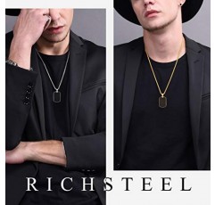 Richsteel 힙합 군대 스타일 탄소 섬유/성경/총알 개 태그 펜던트 목걸이 남성 여성 스테인레스 스틸/18K 골드 도금 개인 ID/이름 보석 (선물 상자 포함)