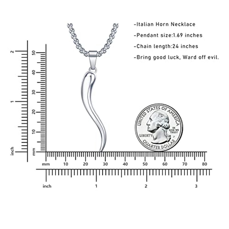 Rnivida 스테인레스 스틸 이탈리아 경적 Cornicello 부적 펜던트 목걸이 부적 행운의 보석 선물