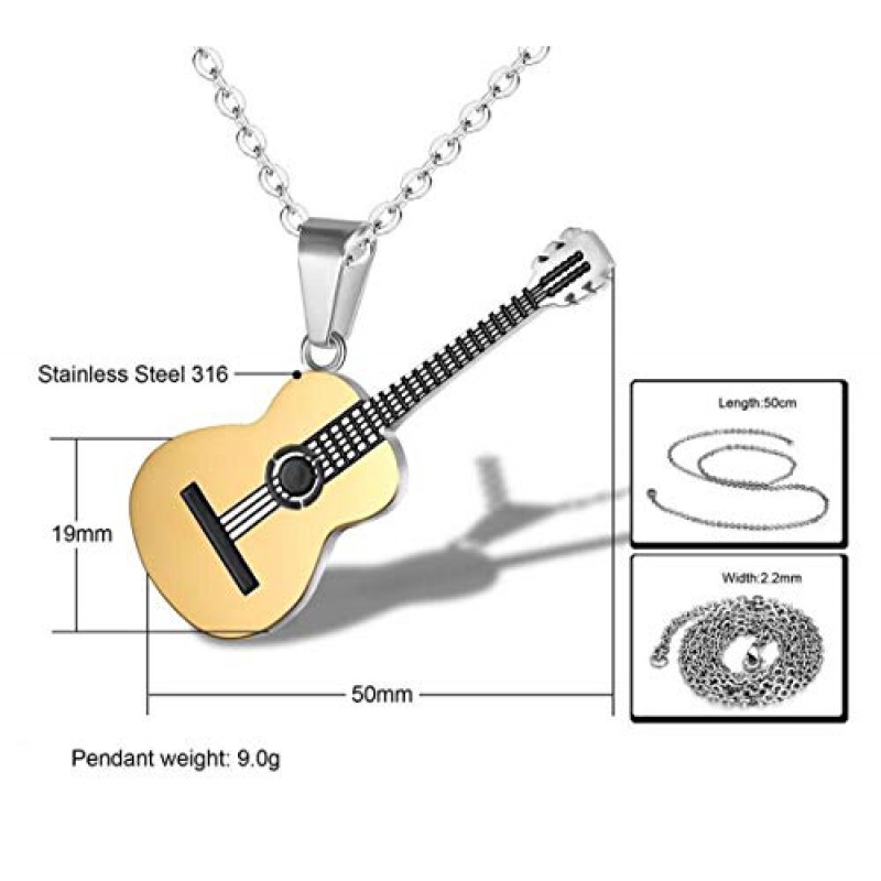 AILUOR 남성 여성 기타 선택 목걸이 조절 가능한 체인 힙합 음악 스타일 티타늄 스틸 기타 태그 펜던트 쥬얼리 맞춤 선물